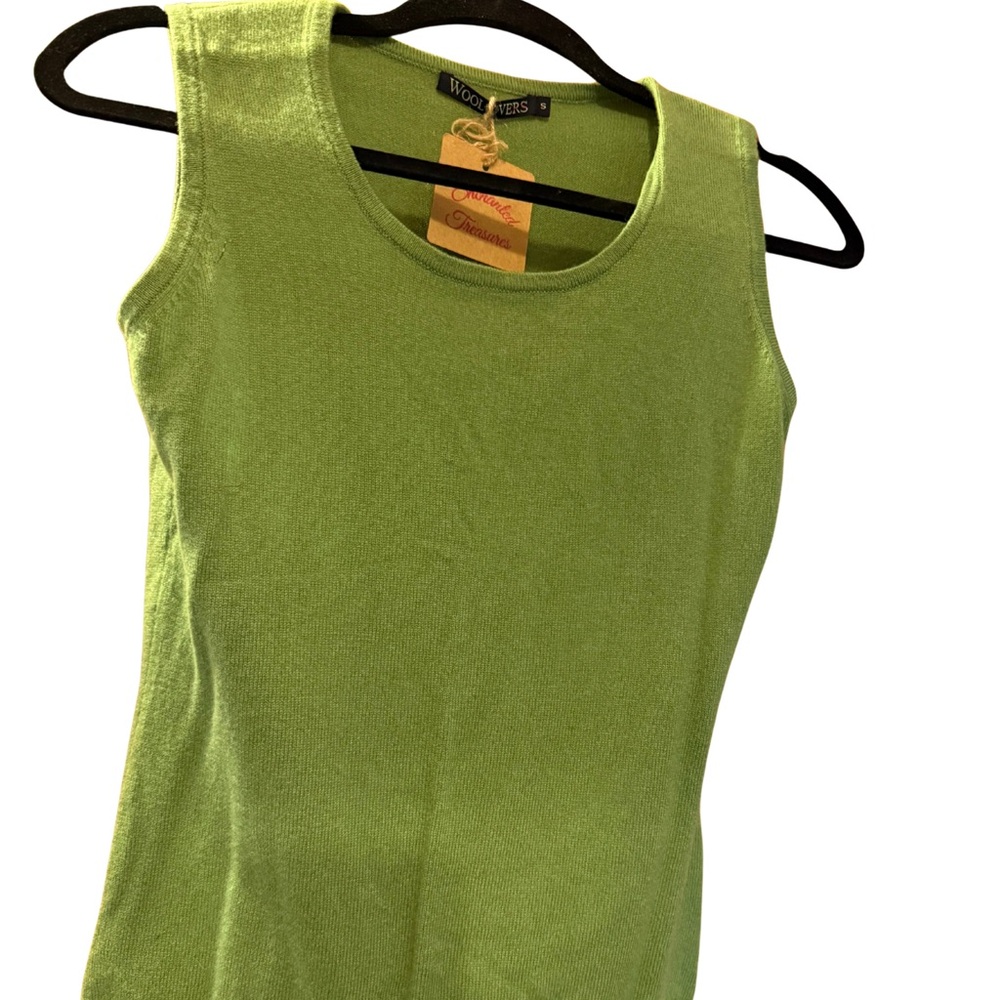 Green Sleeveless vest Top Cashmere & Merino Wool